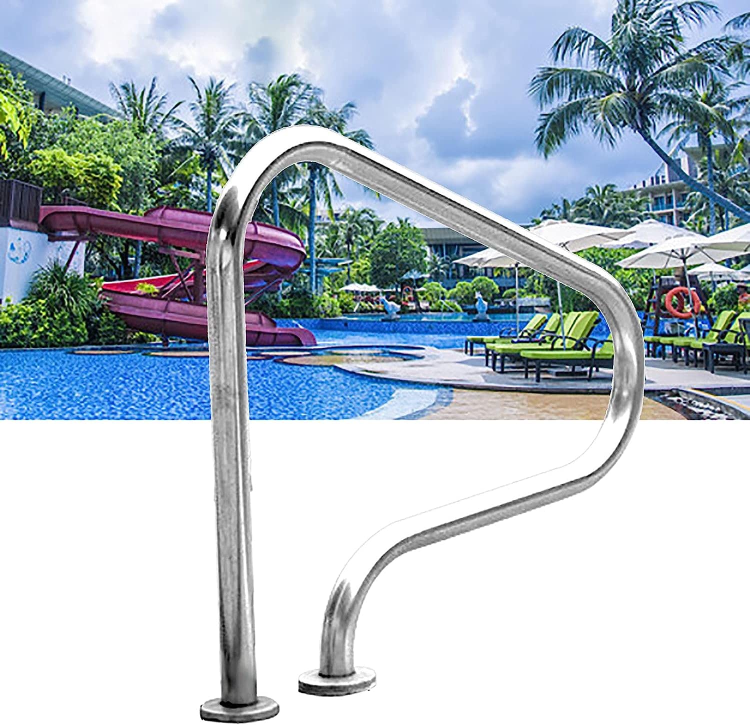 Swimming Pool Safety Hand Rail Pool Handrail Handle Grab Rails Swimming Pool Rail Pool Railing Swimming Pool Handrails with Complete Mounting Accessories for Inground Pool Entrance (Color : Thick 1mm)