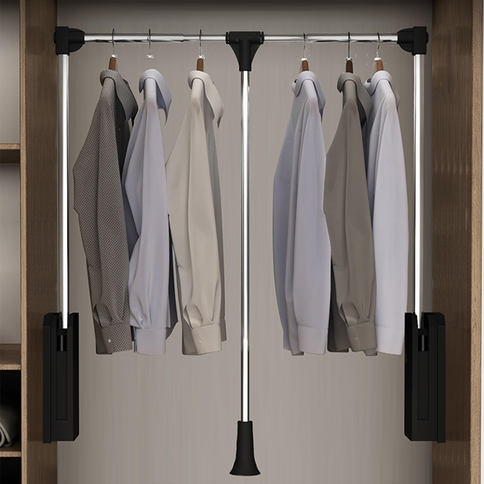 Asta Appendiabiti Estraibile, Asta Appendiabiti Sollevabile, Portaoggetti In Acciaio For Riporre I Vestiti, Portata 40 Kg, For Guardaroba Da Camera Da Letto(66-89cm)