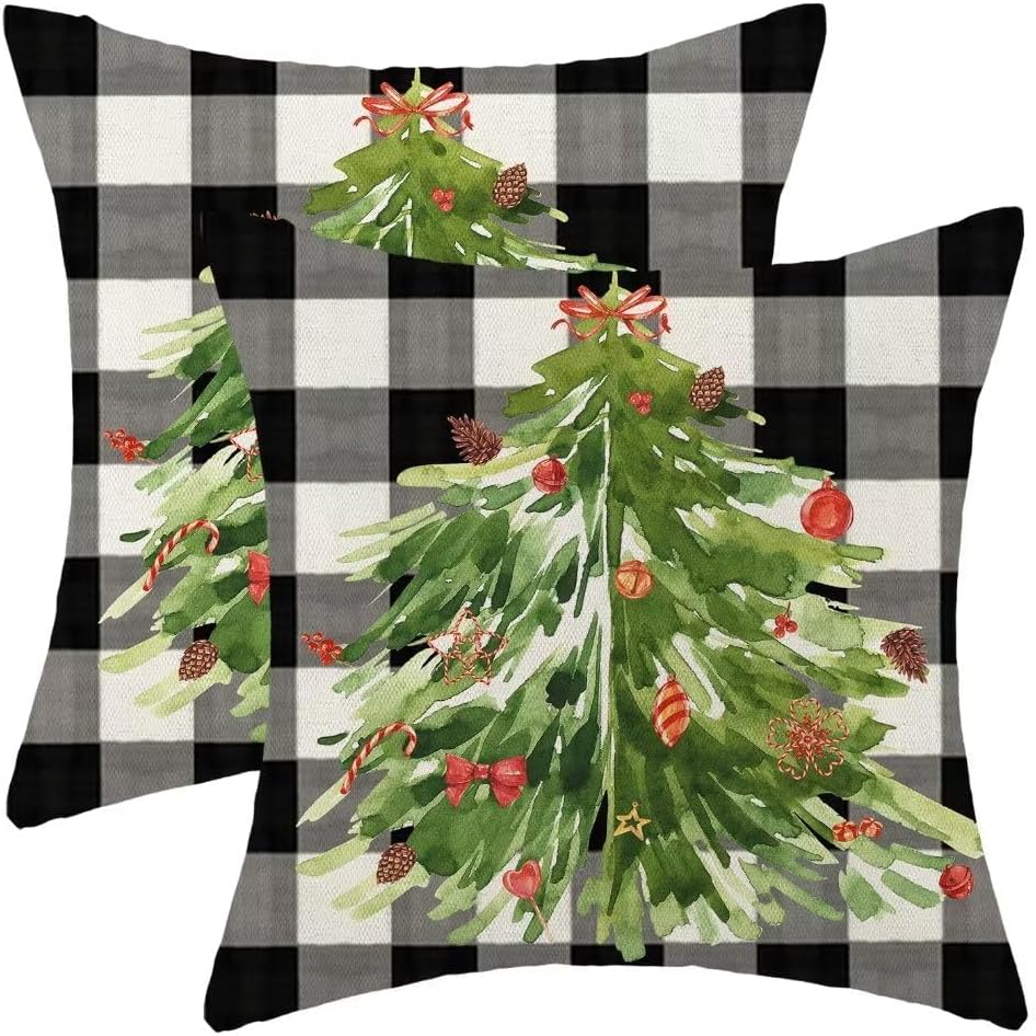 AEIOAE Christmas Pillow Covers 20x20 Inch Set of 2, Buffalo
