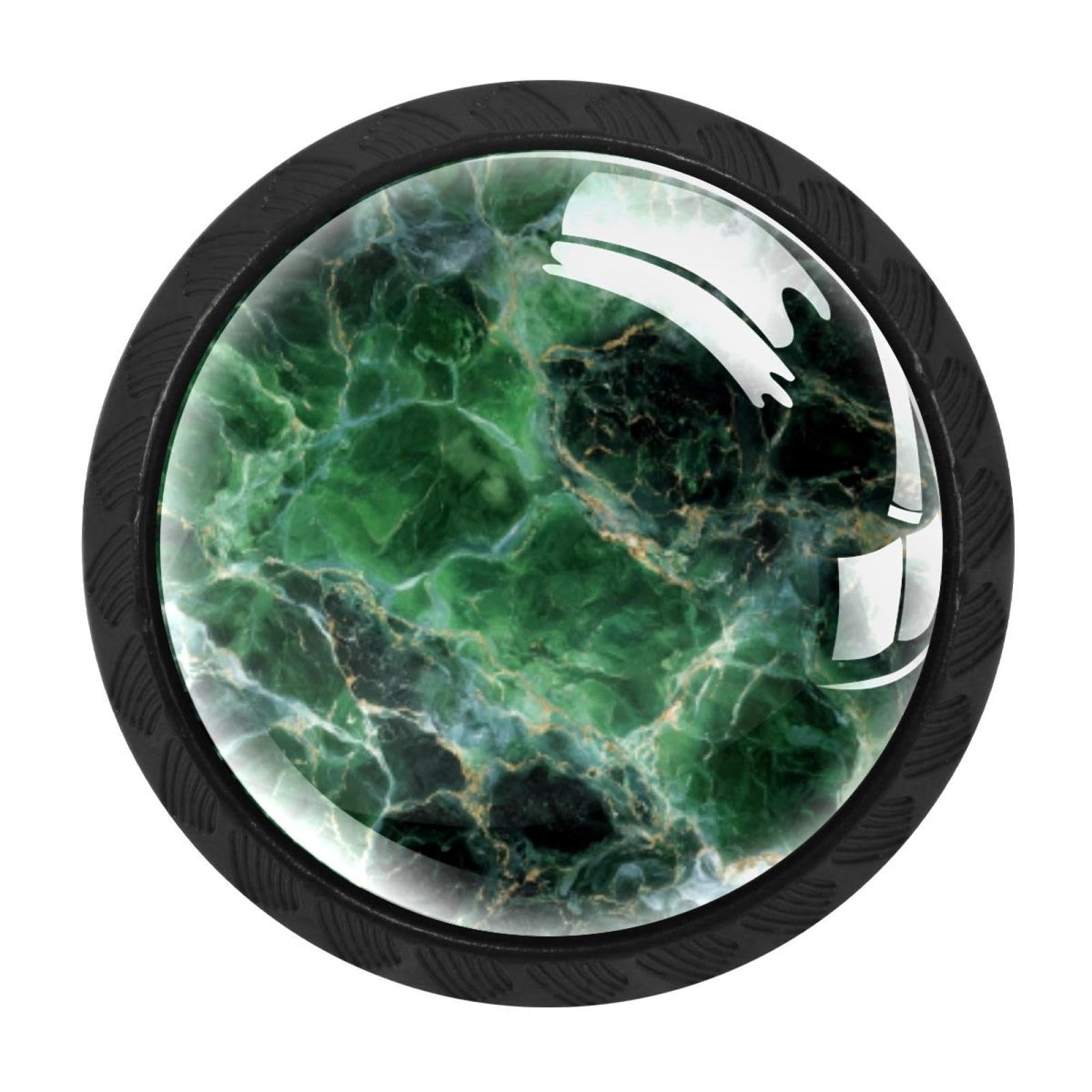 CHENZZZZ 4 pcs Green Marble Cabinet Knobs Crystal Drawer Pulls for Kitchen, Bathroom Cabinet, Dresser and Cupboard