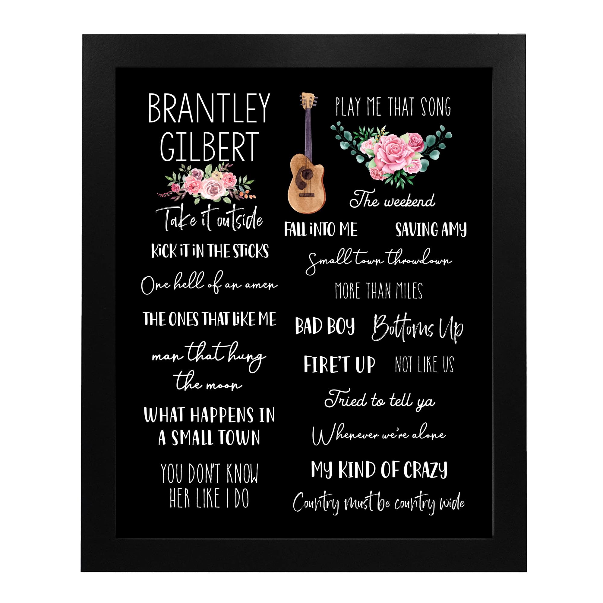 Amazon.com: Brantley Gilbert Song Titles Wall Art Print