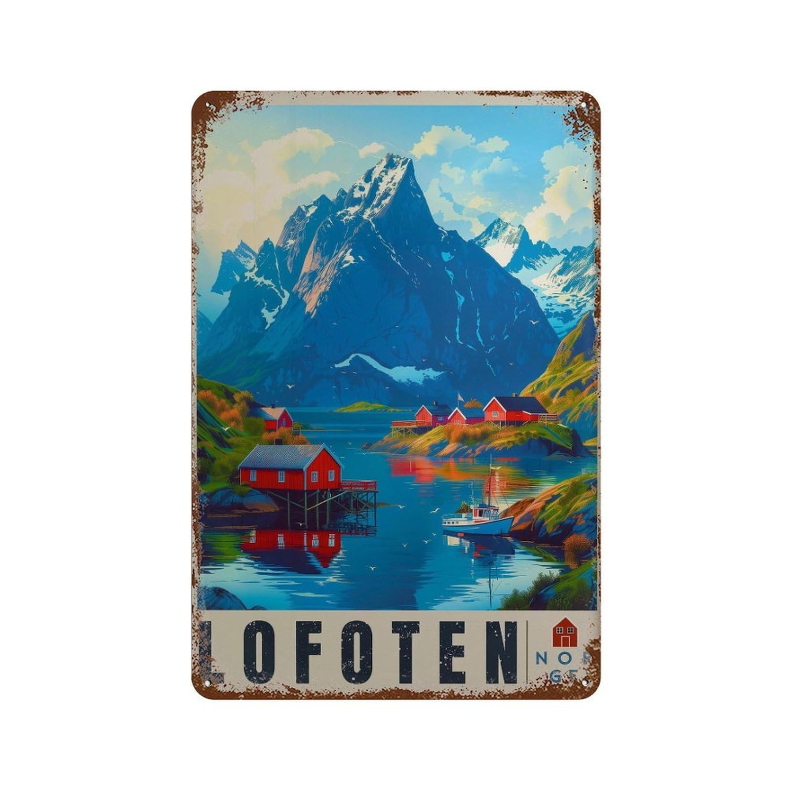xiaoxiaoshen Lofoten Norway Travel Scandinavian Wall Decor Art Metal Tin Poster Modern Home Decor Art Home Bar Shop Decorations Vintage Sign 30x20cm
