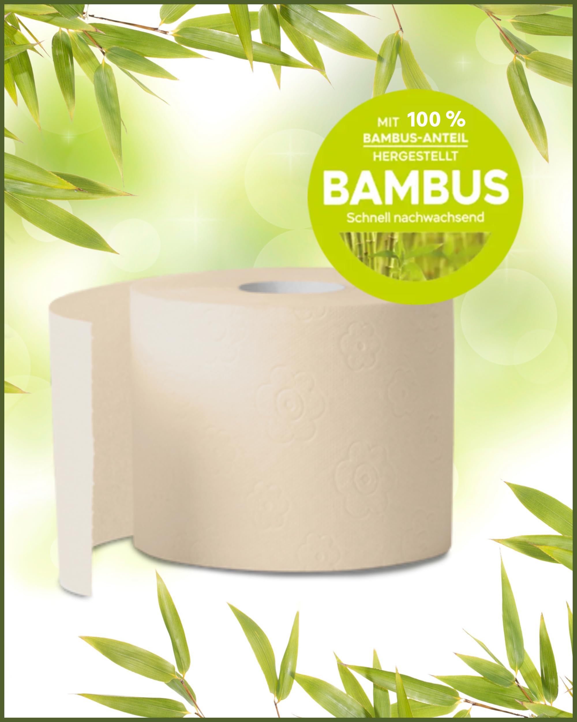 œcolife Toilettenpapier Bambus 3-lagig, 56 Rollen Klopapier superweich | superweich, plastikfrei verpackt, vegan, Verpackung mit 60% PCR-Anteil