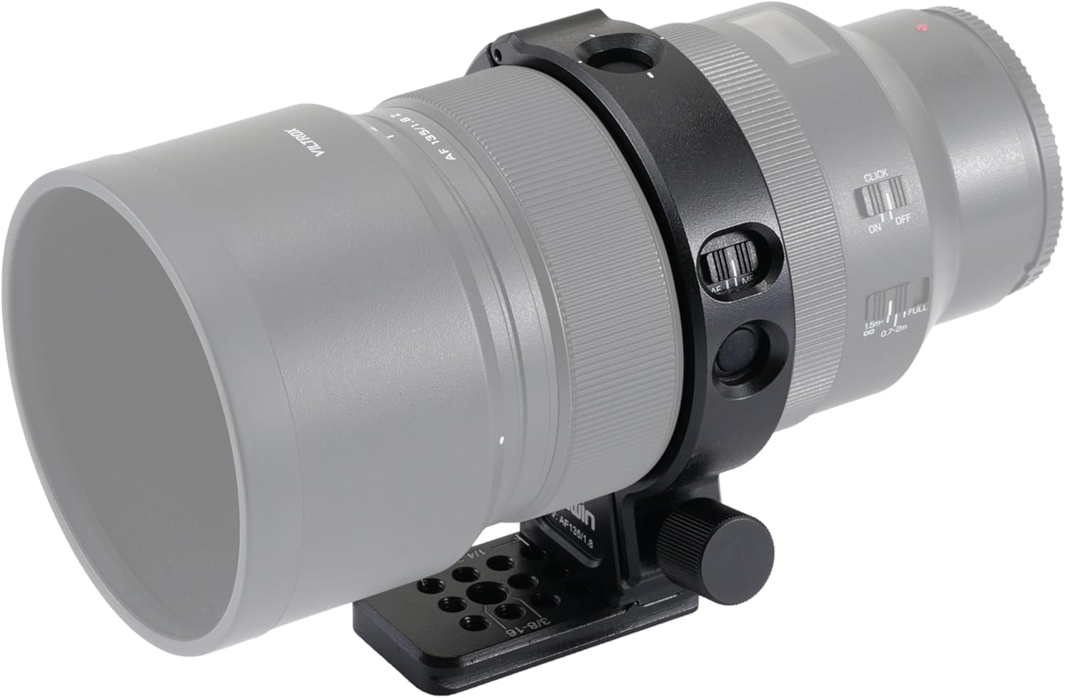 FocusFoto Metal Tripod Collar Mount Ring 85mm for Viltrox AF 135mm F1.8 LAB FE/Z-Mount Lens, Bottom with 1/4" & 3/8" Thread Screw Mount Dovetail Groove Quick-Release Plate for Acra-Swiss Tripod