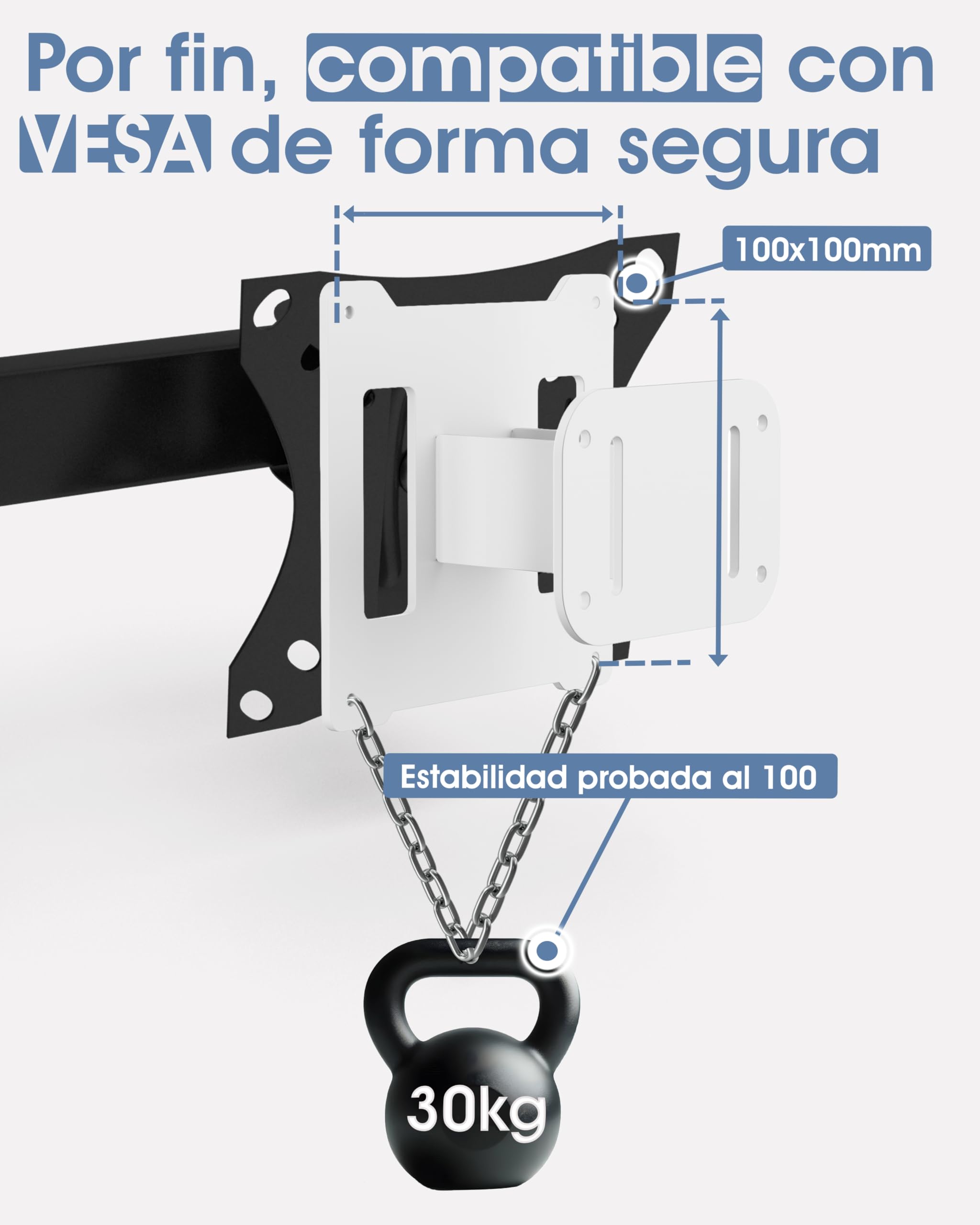 3IDEE Adaptador VESA Compatible con Monitor Samsung Odyssey G9, Neo G9, G8, Neo G8 y más - para Monitor Curvo de 49/57 Pulgadas - Capacidad de Carga Extrema de hasta 30 kg - VESA 100x100 - Blanco