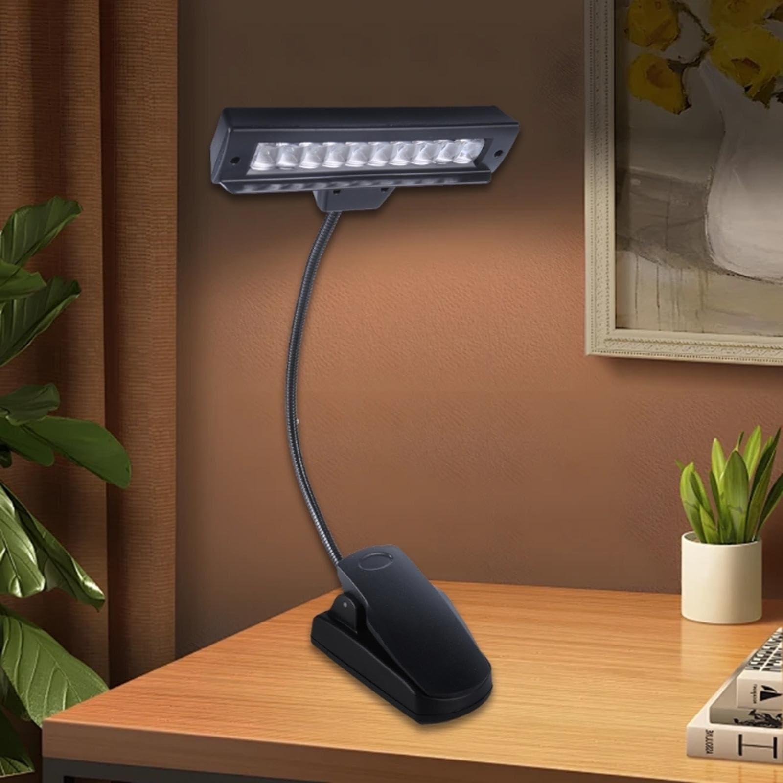 MultiAngle - Lampada da scrivania regolabile con 10 LED, alimentata da USB o batterie AA, per lavoro e tempo libero, luce LED bianca fredda