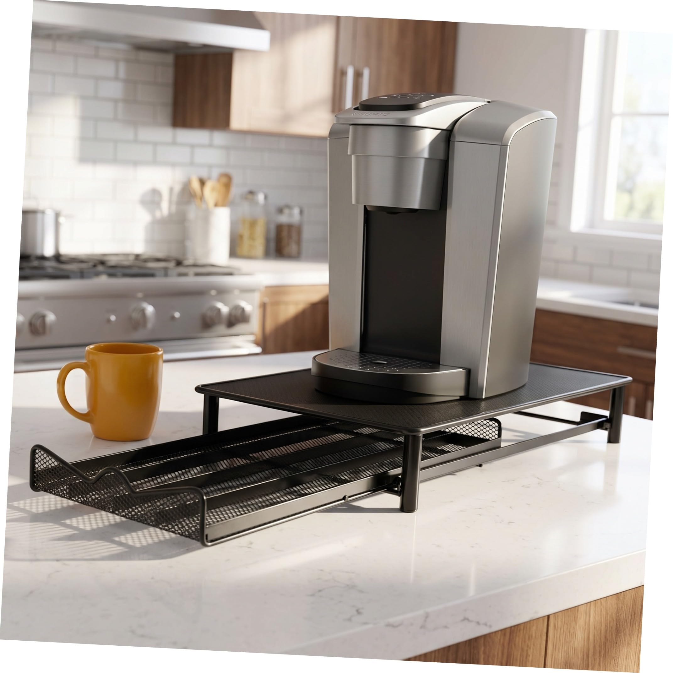 COLLBATH Caja de Metal para Almacenamiento de Cápsulas de Café Cajón Extraíble, Capacidad para 40 Cápsulas, Diseño Ligero y Resistente al Óxido para Escritorio o Cocina