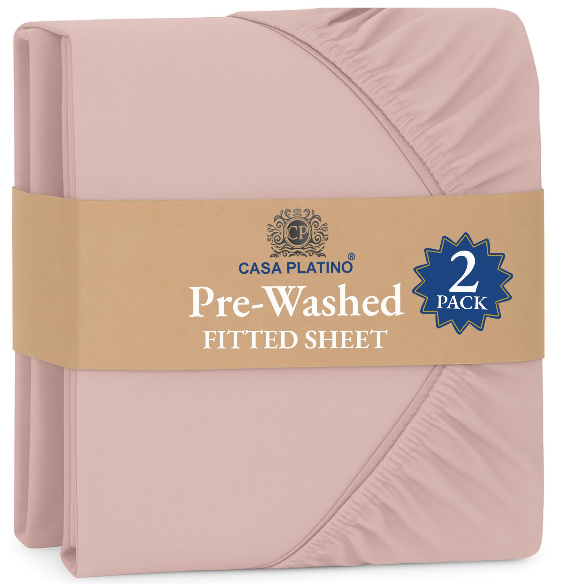 Fitted Sheet Emperor, Sepia Rose (Pack of 2) - Pre-Washed, Deep Pocket 14 inch (35 cm) - Easy Care - Soft Brushed Polyester Microfibre Fabric - Shrinkage and Fade Resistant - Bottom Sheet