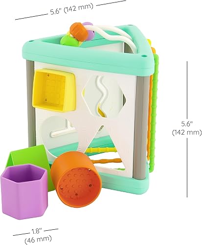 Miniatura 6 de Infantino Triángulo de actividad y clasificador de formas con 4 formas, barras flexibles, pistas de laberinto y engranajes giratorios para bebés y