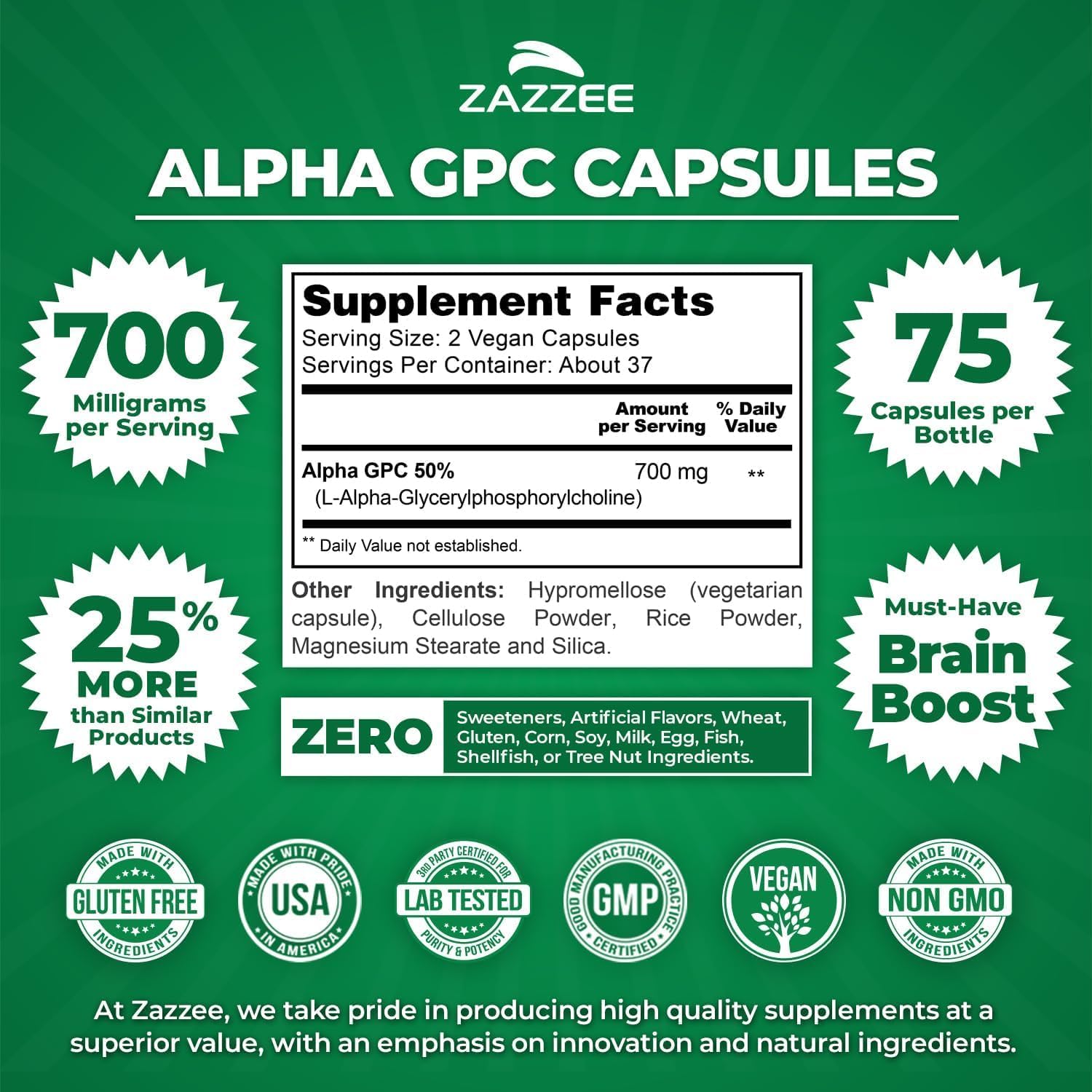 Herbal Cognitive Support Bundle | USDA Organic Korean Panax Ginseng Extract Plus Alpha GPC Choline Capsules | Non-GMO Vegan & ISO Lab Tested