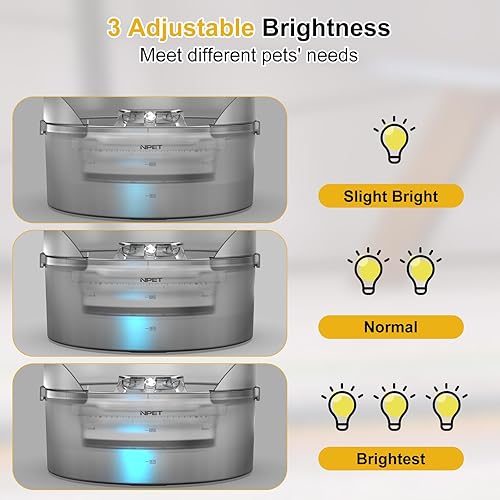 Miniatura 3 de NPET Fuente de agua para perros de 1.3 galones170oz5L, dispensador automático de agua para perros con flujo de agua ajustable y fuente de agua LED