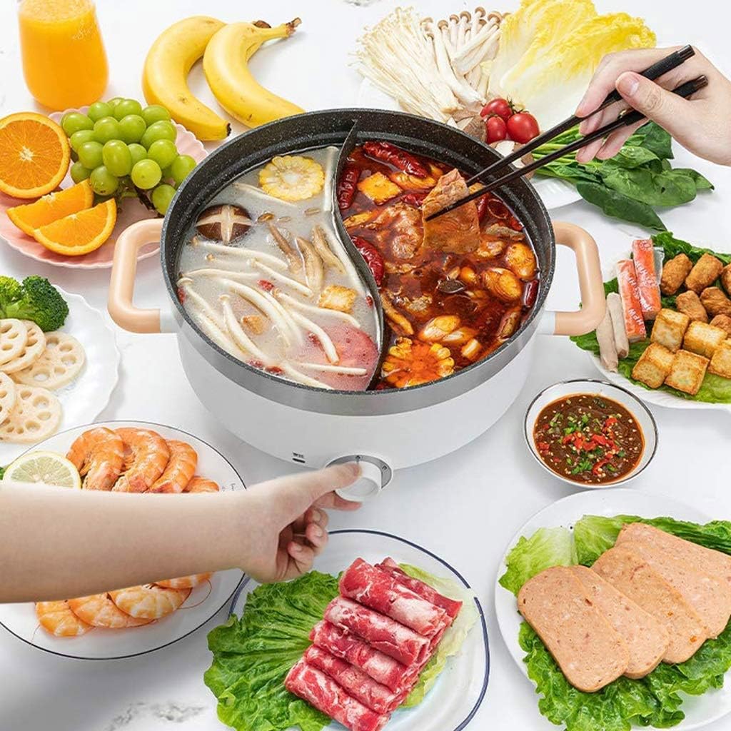 Glass Lid Hot Pot with Divider Soup Cooking Pots,Electric Fire Household Plug-in Multi-function Heating
