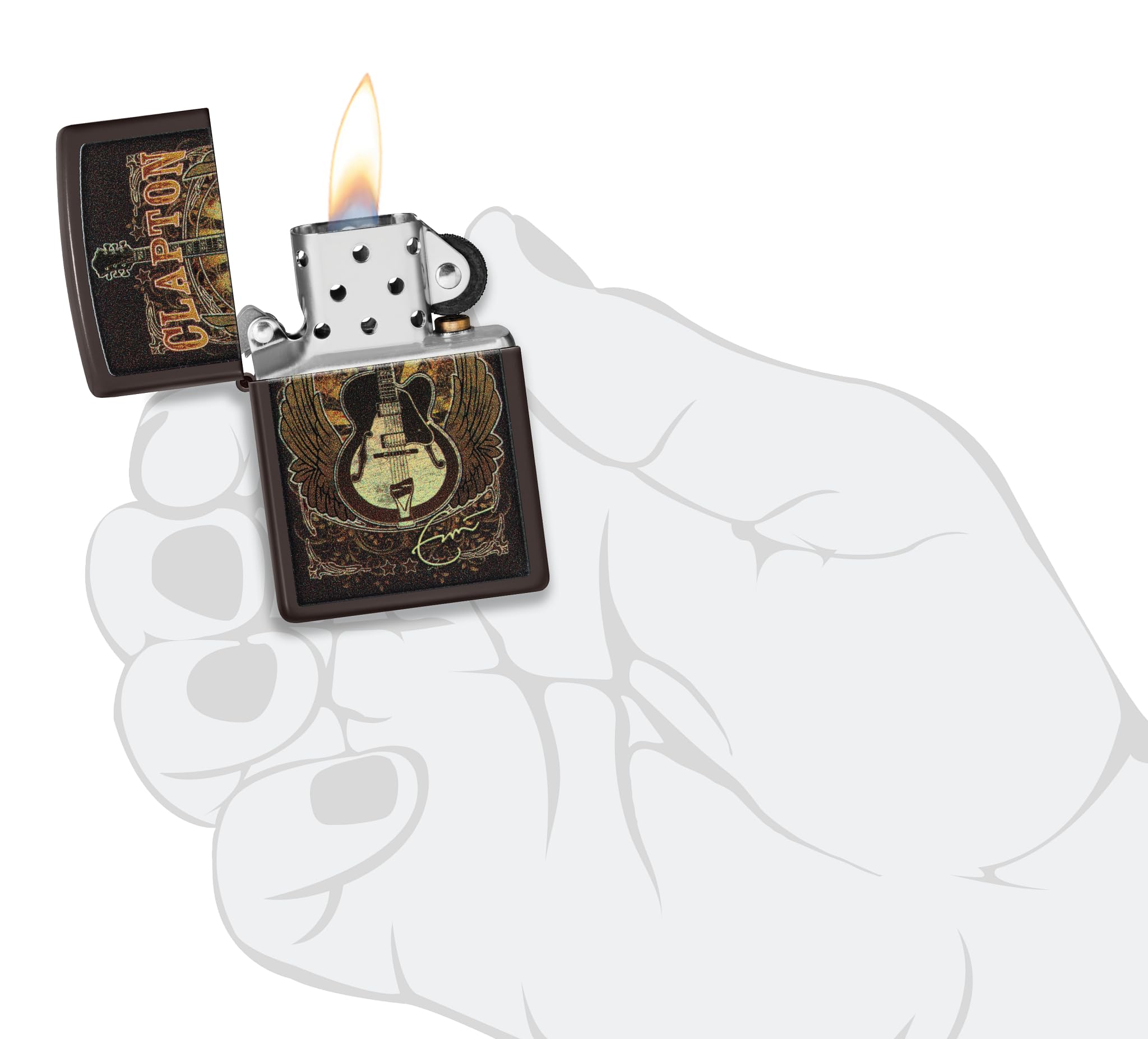Amazon.com: Zippo Eric Clapton Guitar Design Brown Pocket Lighter 