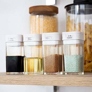 Amazon.co.jp: キッチン調味料容器, キッチン収納 4 グリッド