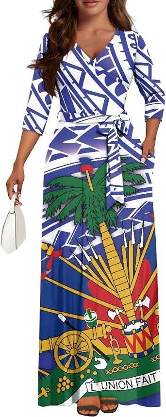 Womens Fall Dresses with Pockets Sexy v-Neck tie Waist Maxi Dress Plus Size S - 5XL