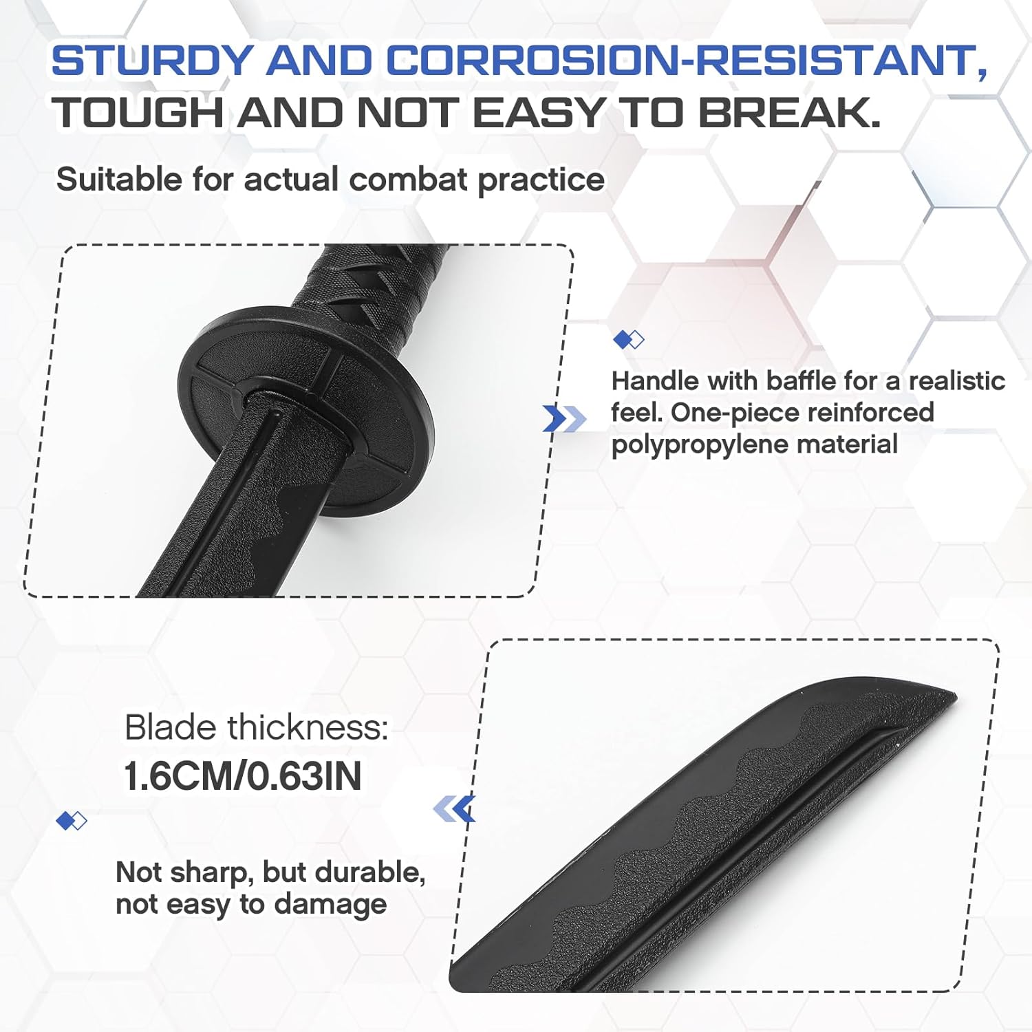 Seenelling Polypropylene Katana Sword with ABS Sheath Japanese Training Samurai Sword Katana Training Martial Practice Blunt Longsword for Men Women Cosplay Full Length