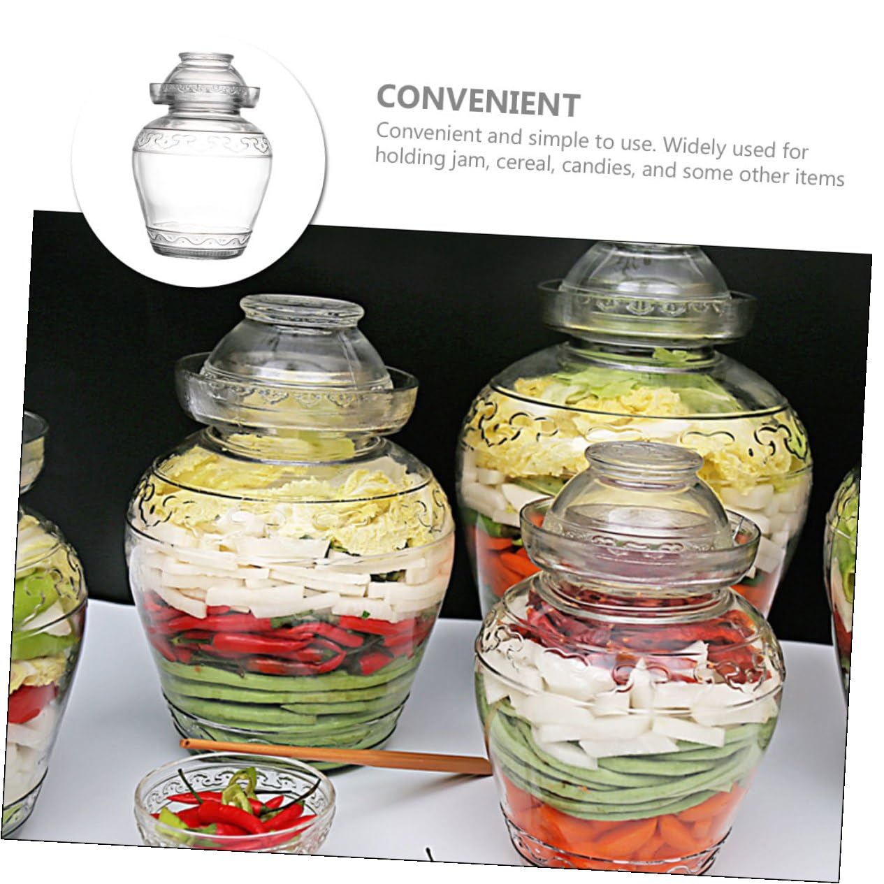 DOITOOL Gurkenbehälter aus Glas 2, 5l mit Breiter Öffnung, Transparent | Essiggurken und Sauerkraut, Einfache Sichtkontrolle, Praktisches Lebensmittelglas