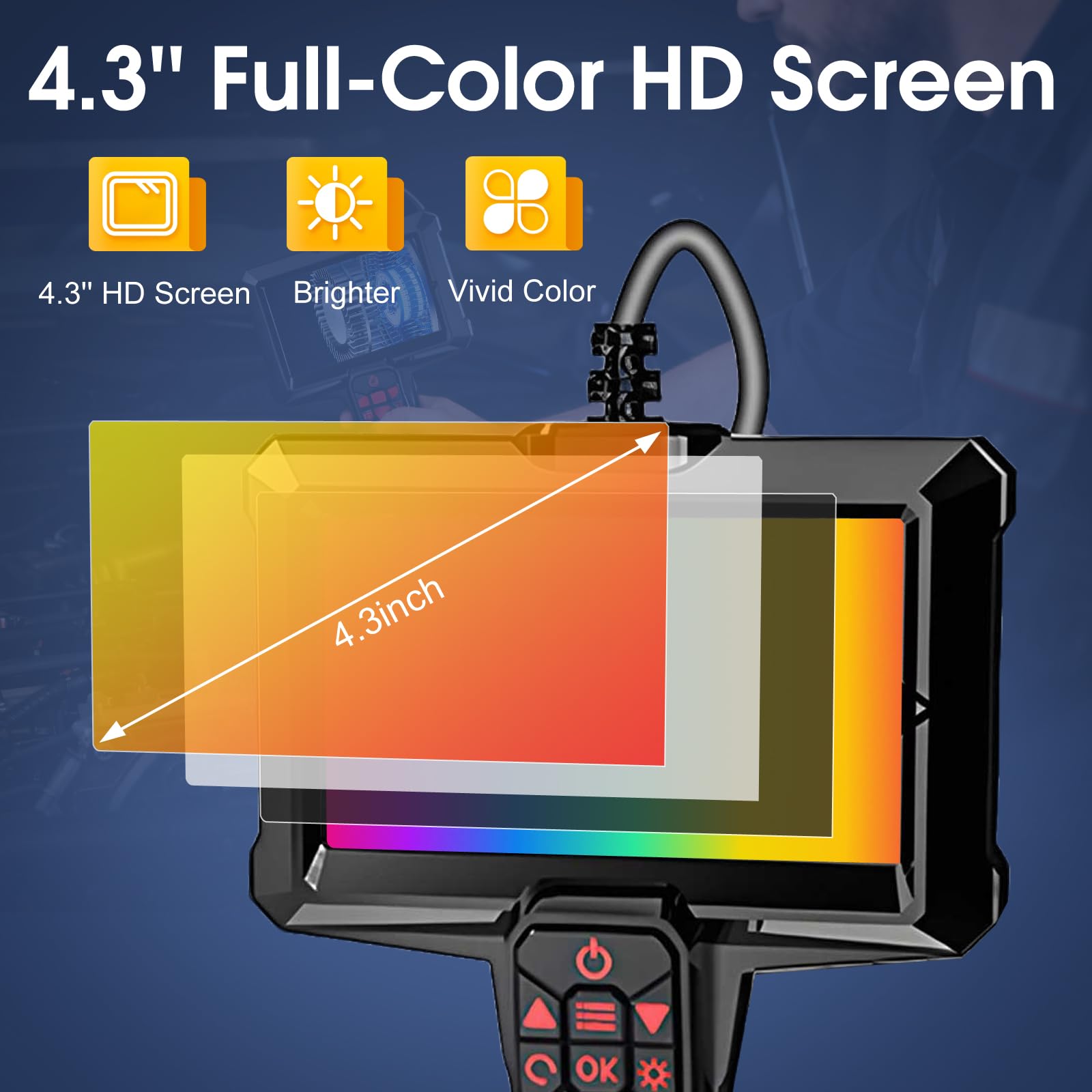 Cámara de inspección endoscópica industrial con lente impermeable de 8 mm, 8 luces LED, cable semirrígido, endoscopio de mano con accesorios para automóviles, fontanería, HVAC (10 m)