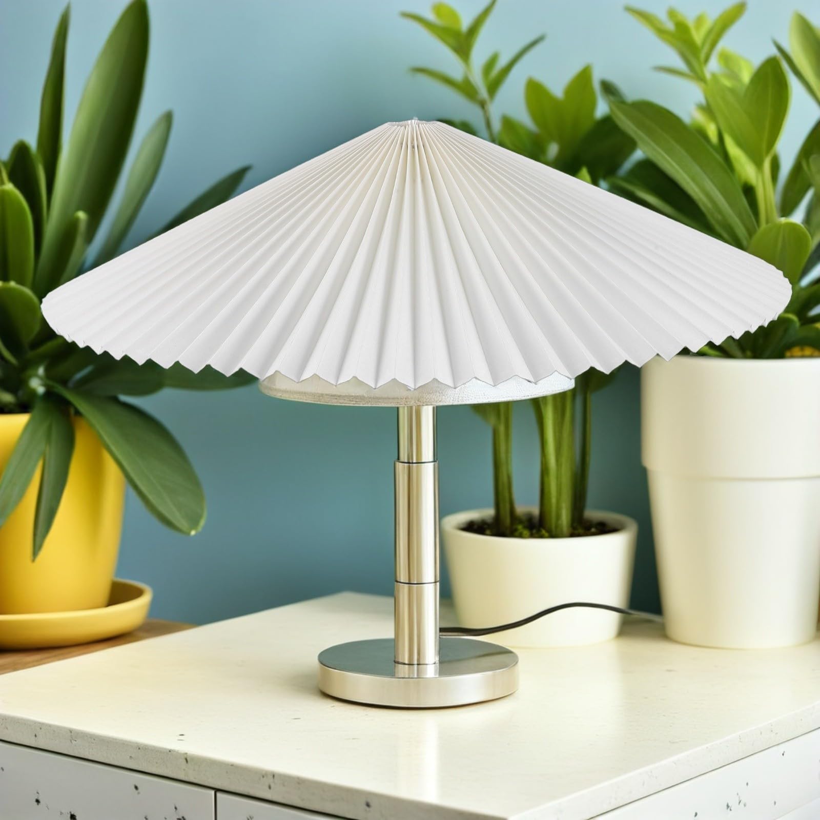 Abat-jour Décoratif en Tissu Beige, Cadre Fer Rotatif 360°