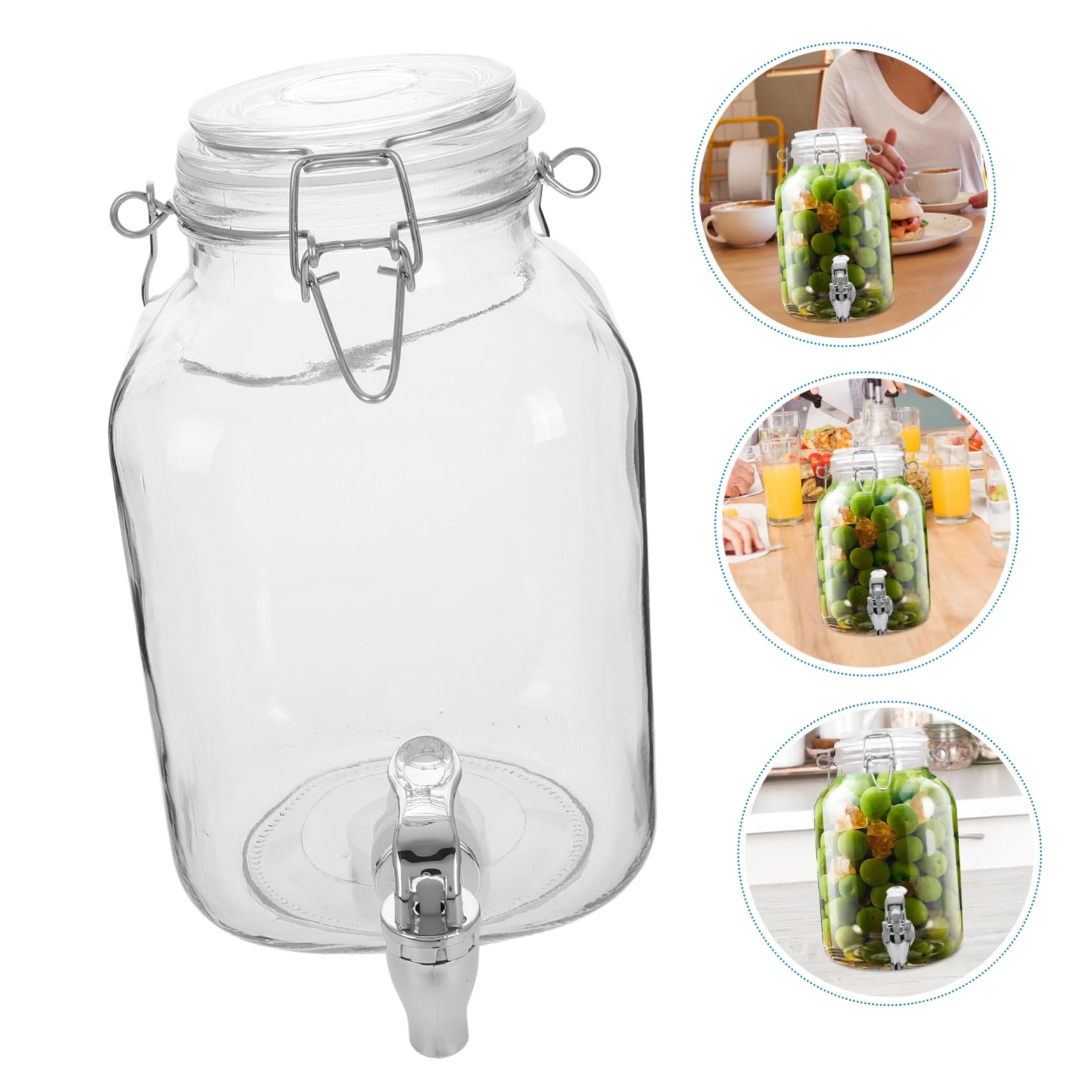 POPETPOP Barattolo in Vetro 3000ml con Coperchio, Grande Capacità | Frigo e Countertop, Uso Juicing, Design Salvaspazio, Contenitore Vetro