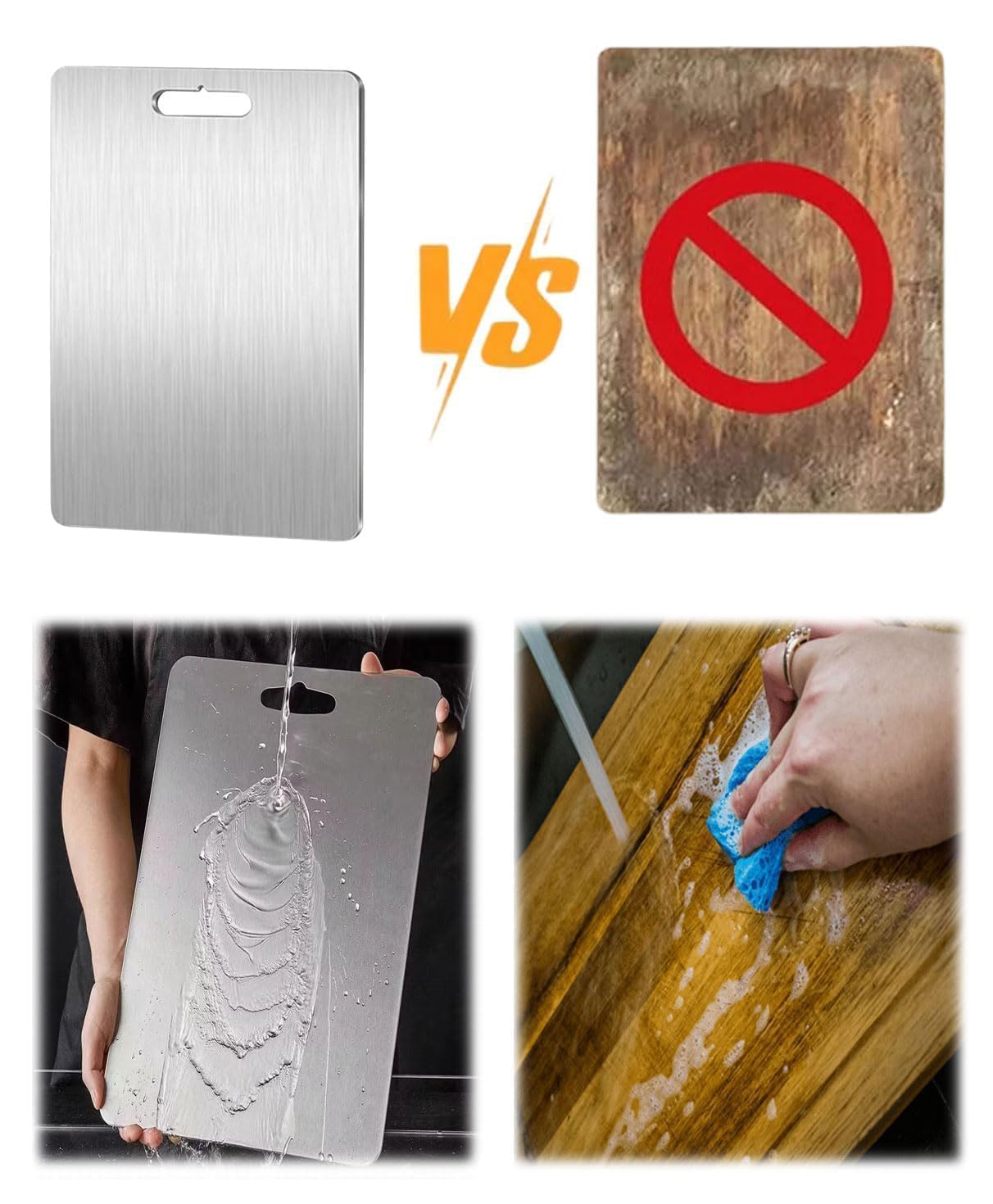 Tagliere Acciaio Inox Doppia Faccia 29x20cm - Multiuso Per Cucina - Foto 12