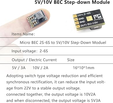 MEIVIFPV FPV Micro BEC 2S-6S to 5V/10V Adjustable Step-Down Regulator for RC FPV Racing Quadcopter(3PCS)