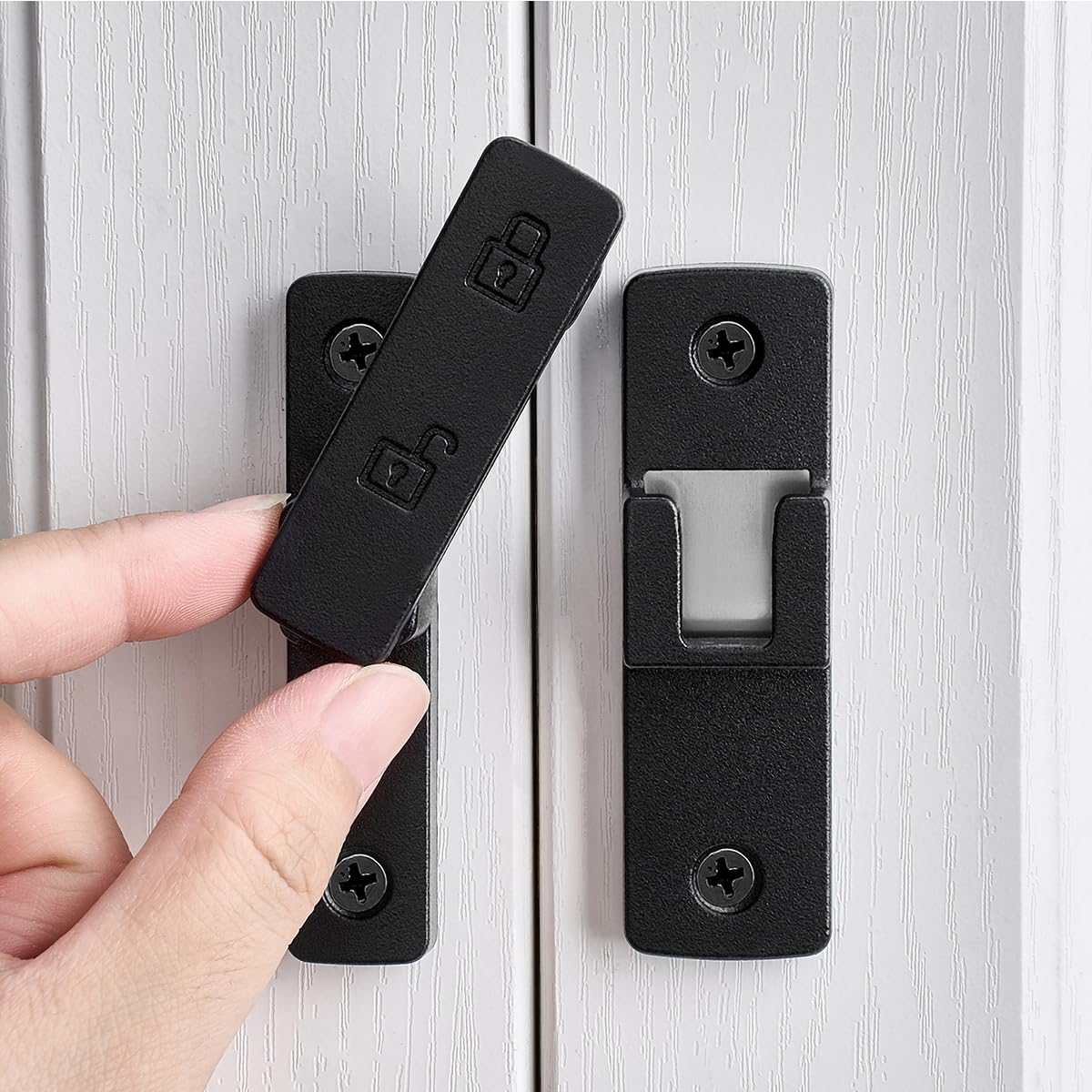 Loquet de porte de grange noir mat 180 degrés serrure de portail rabattable alliage zinc
