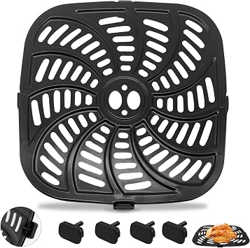 GCQ Air Fryer Replacement Tray for Gourmia GAF856 GAF826 Air Fryer, Nonstick 9.8*9.8 square Air Fryer Replacement Parts Rack Grill Pan Grill Plate Crisper Plate for Gourmia 8QT Air Fryer