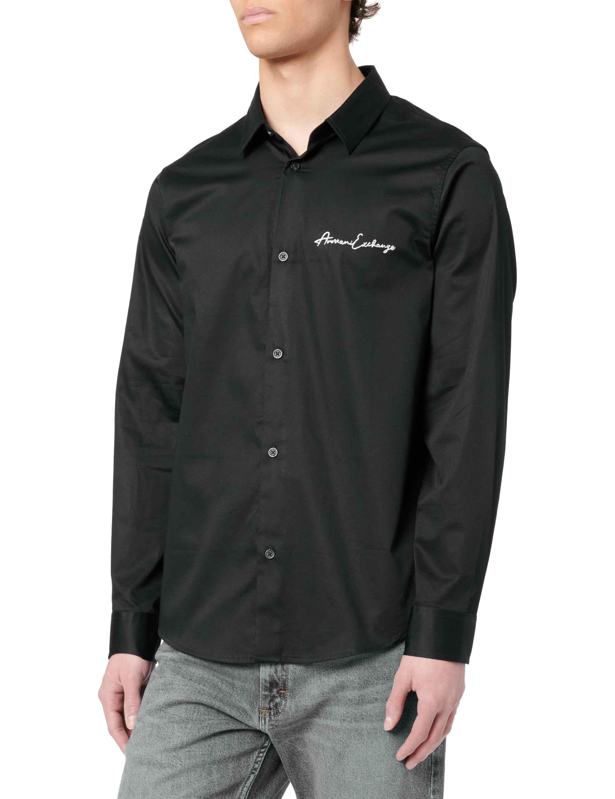 Armani Exchange Men's Essential, Logo Signature, vestibilità Normale, Nero, L, Nero, L