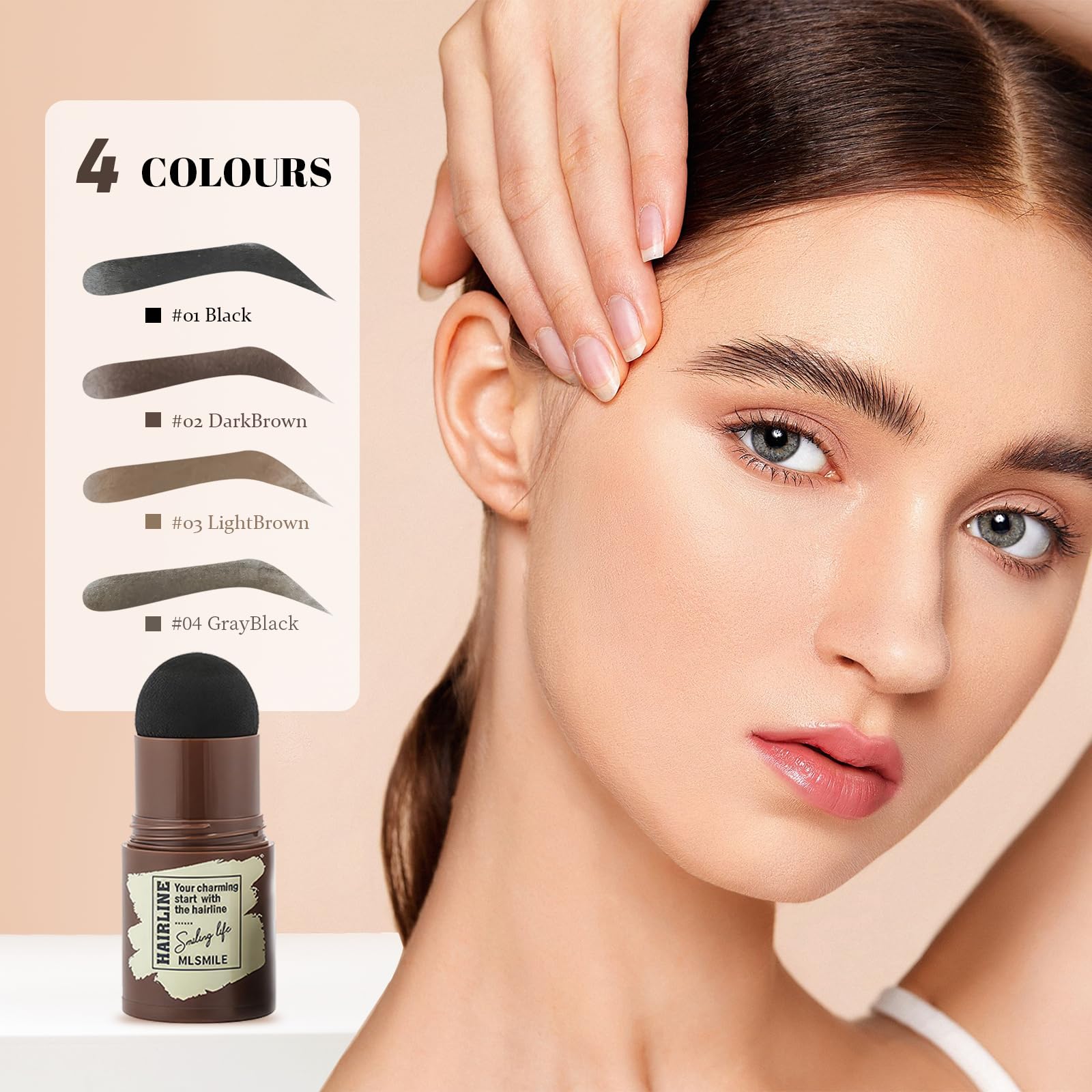 Sello de cejas y polvo de línea capilar, plantillas reutilizables 2 en 1 para cejas y bordes finos, sello de cejas, fórmula vegana a prueba de manchas, kit de cejas apto para principiantes