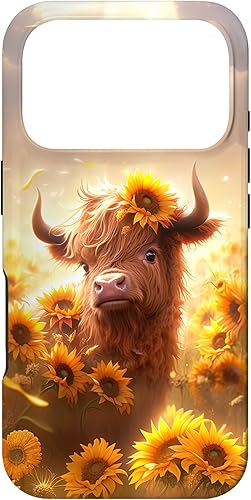 Miniatura 79 de Funda para iPhone 12 mini con diseño de vaca escocesa de las tierras altas y girasoles