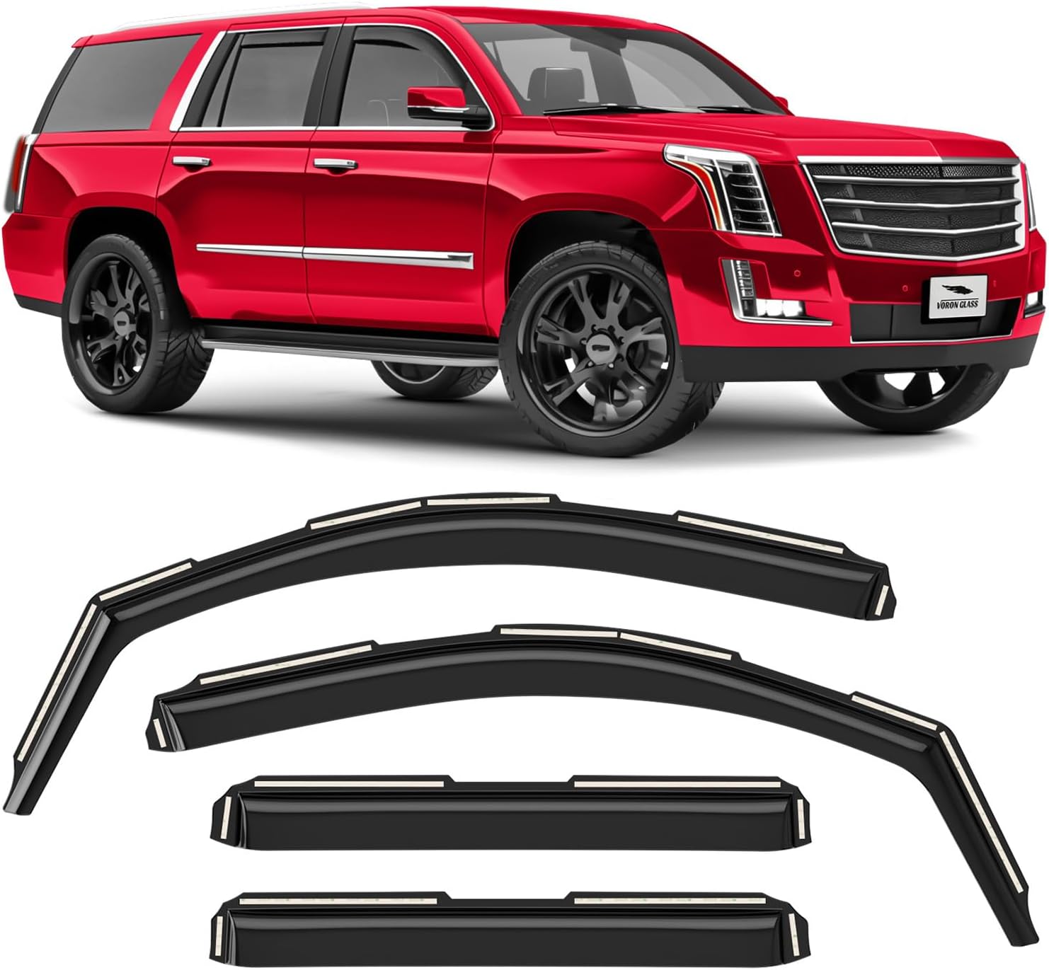 Voron Glass in-Channel Extra Durable Rain Guards for Chevrolet (Chevy) Suburban 2021-2026, Window Deflectors, Vent Window Visors, 4 Pieces - 200482