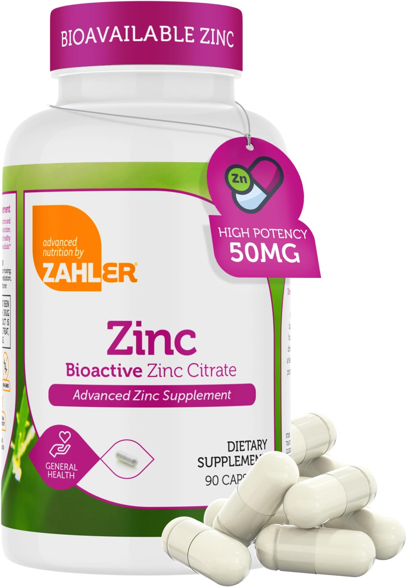 Zinc 50Mg, Supports Immune And Antioxidant Protection, Certified Kosher, 90 Capsules