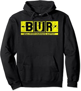 BUR Hollywood Burbank Airport Taxiway Sign Pilot Vintage Pullover Hoodie