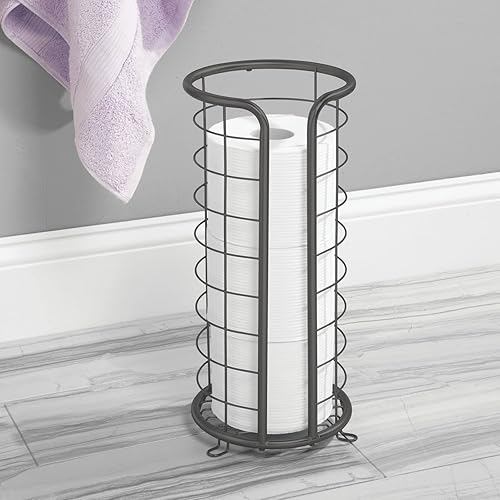 Miniatura 3 de mDesign - Soporte de metal para papel higiénico con 3 rollos de papel higiénico para cuarto de baño o sala de polvo, 02325MDBSTEU, paquete de de 1,