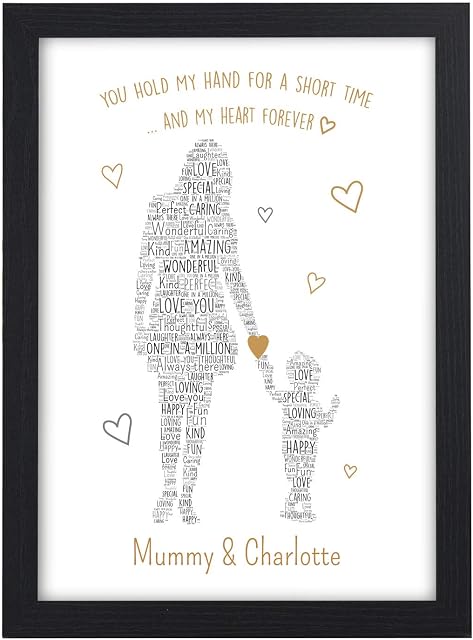 PERSONALISED Mum Mummy and Children Son Daughter Gifts Keepsake Presents Her - Birthday Christmas Mothers Day Gifts - A5 A4 Framed Prints - Mum Mummy Nanny Granny Auntie ANY NAME