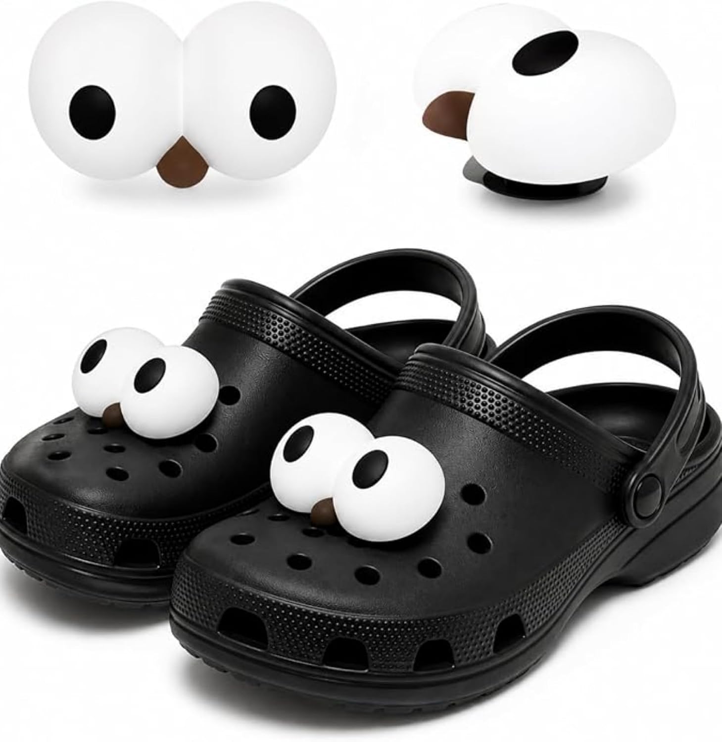 Rawan Fresh 2Pcs Larg Cool Eyes Shoe Charms for Clogs, Sandals & Water Shoes – Fun and Colorful Accessories for Kds, Teens, Girls, Boys & Wristbands.