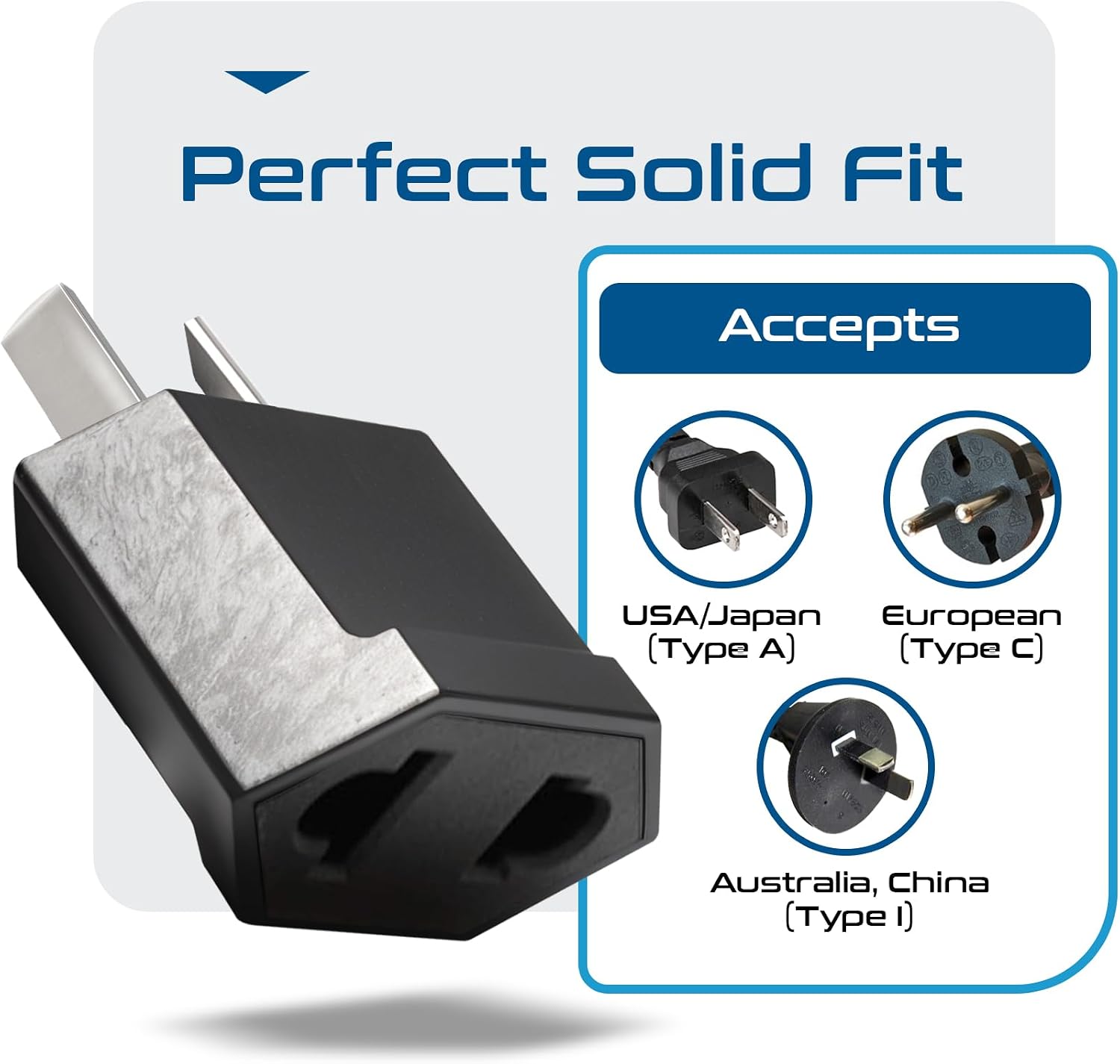Ceptics Australia, China Plug Adapter Socket - USA to Chinese, New Zealand 2 Pin Type I Adaptor Power Wall Adapter, Argentina, Round to Angled Flat Pin Converter - 6 Pack (6)