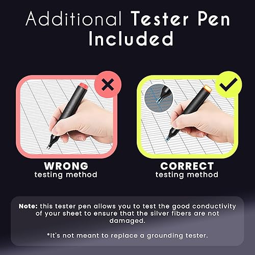 Miniatura 5 de Adamson Grounding - Sábana bajera ajustable, tamaño Queen, fibra plateada pura y algodón orgánico + cable de conexión a tierra + bolígrafo probador