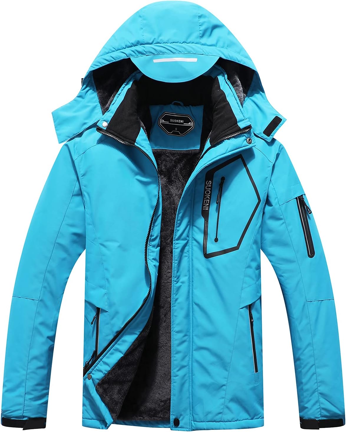 SUOKENIMen's Waterproof Ski Jacket Warm Winter Snow Coat Hooded Raincoat