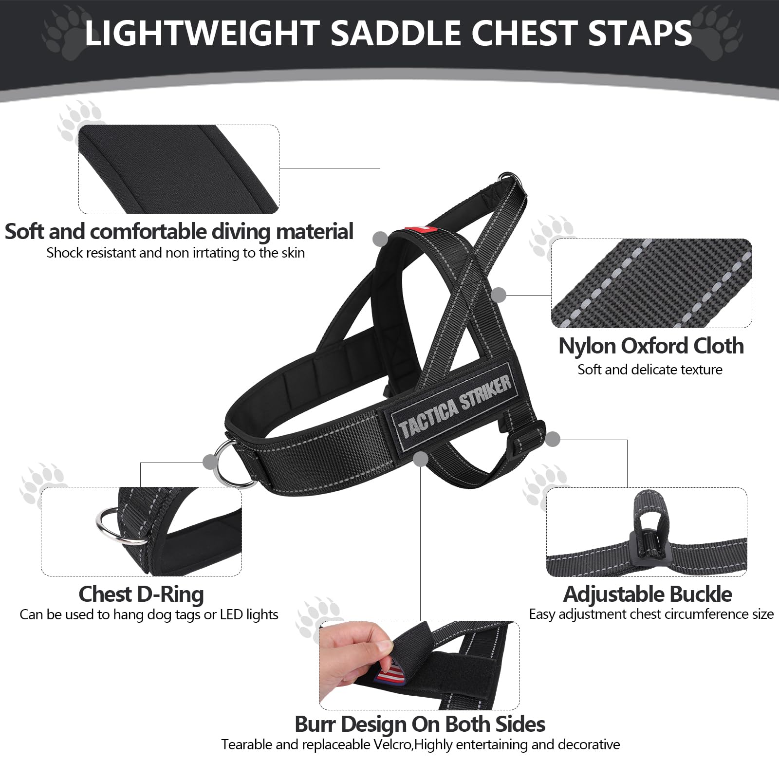 No Pull Harness for Small Size Dog Heavy Duty Adjustable Reflective Escape Proof Dog Harness with Two Patches - Image 3