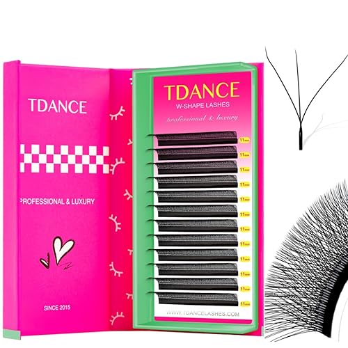 TDANCE W - Extensiones de pestañas YY, extensiones de pestañas prefabricadas con volumen, pestañas YY, negro mate (W-3D-0.07-C, 0.31-0.59 pulgadas)