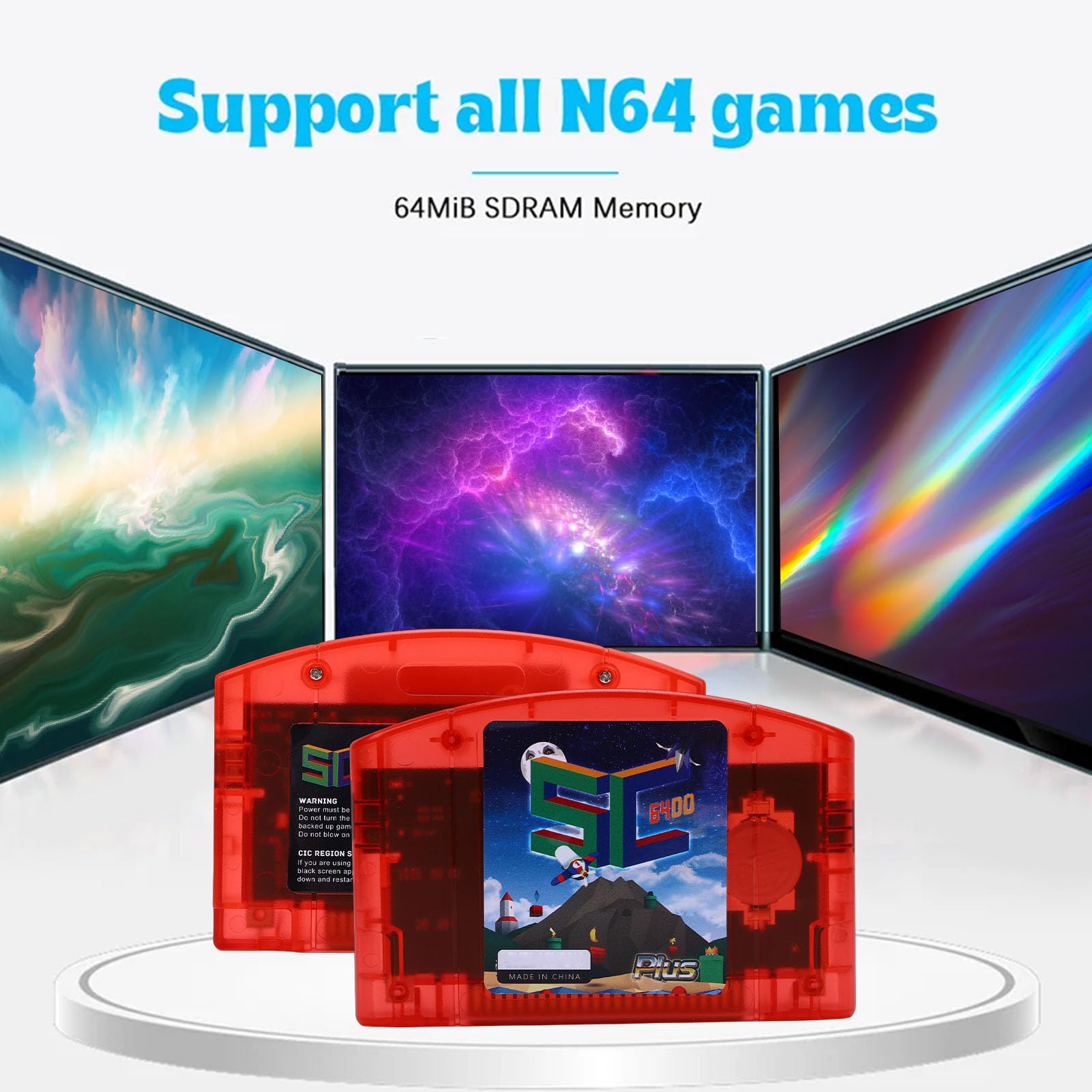 Sxhlseller Cartucho Flash N64 de Código Abierto, Cartucho de Juego de Código Abierto, de Juego HD Retro de Lectura Rápida con Copia de Seguridad de Guardado Automático, para Consola (rojo