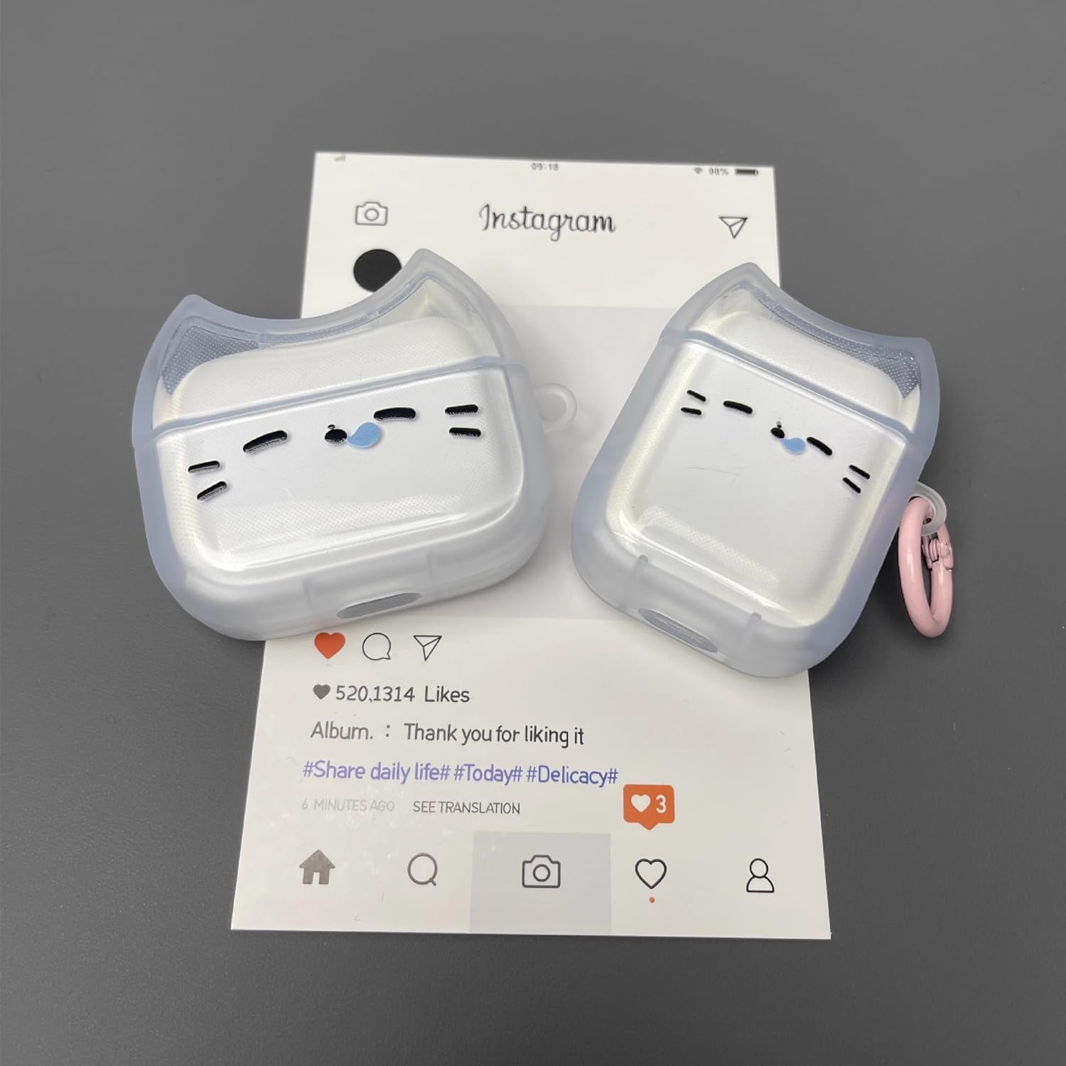 Transparent Clear Earphone Case for AirPods 4, Cute Lovely Cat Face Soft TPU Silicone Case, Kitty Ear AirPods 4 Cover Protective Skin Shockproof Protector for iPod Earbuds -Sleeping Cat - Image 4