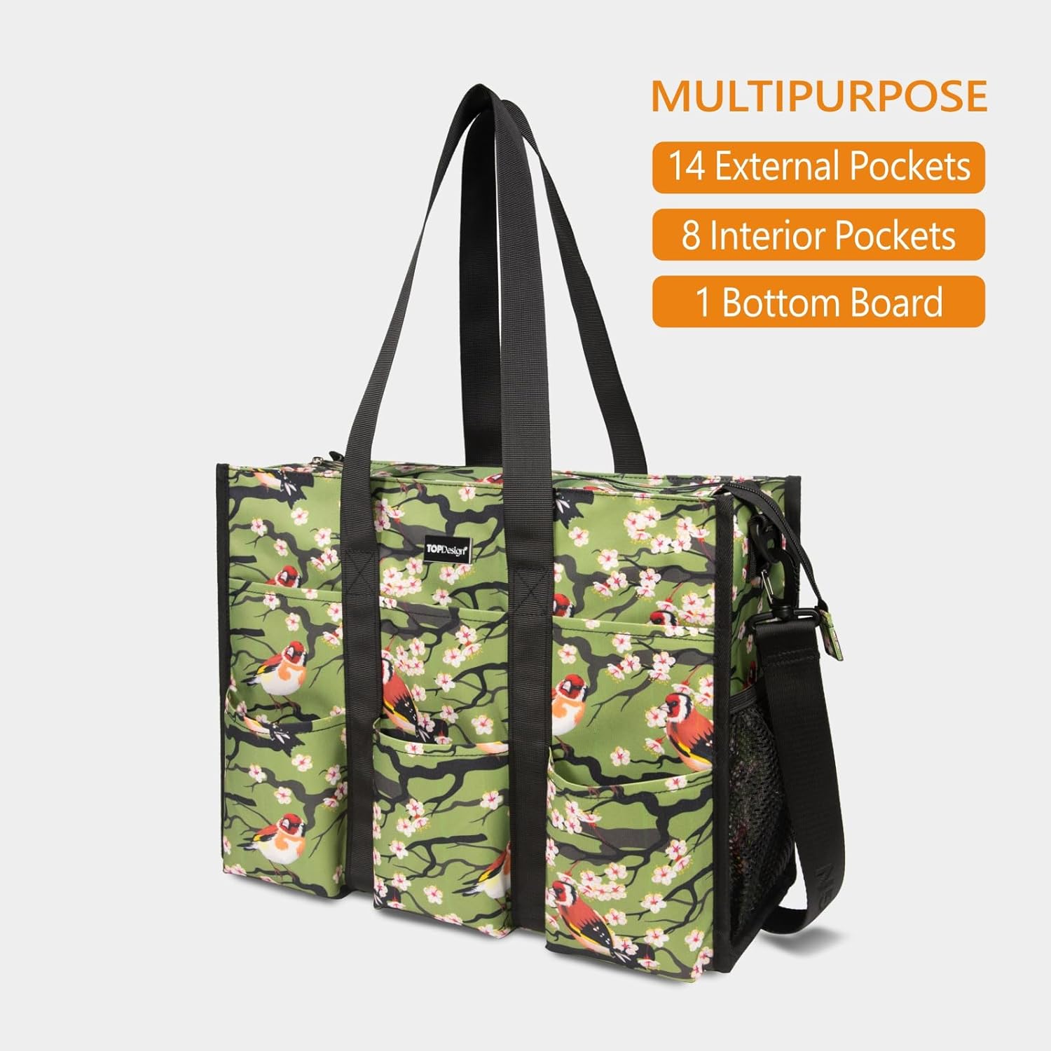 TOPDesign Utility Water Resistant Tote Bag with 22 Pockets, Top Zipper Closure & Thick Bottom Support, for Working Women - Image 3