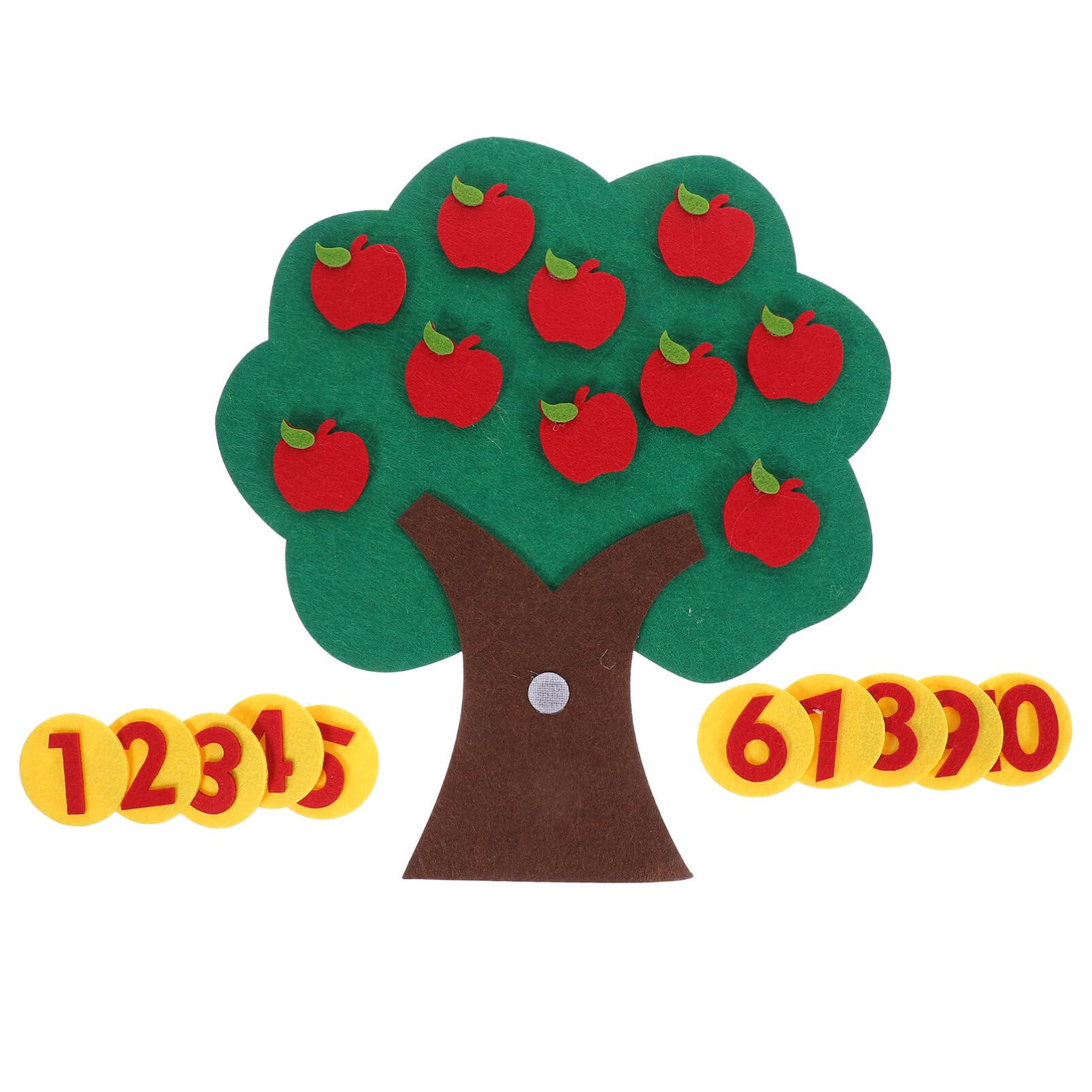 NUOBESTY Addition Subtraction Math Games Teaching Aids Numbers Felt Tree Board Classroom Math Games Kindergarten Numbers Counting Apple Tree Numbers Matching Game