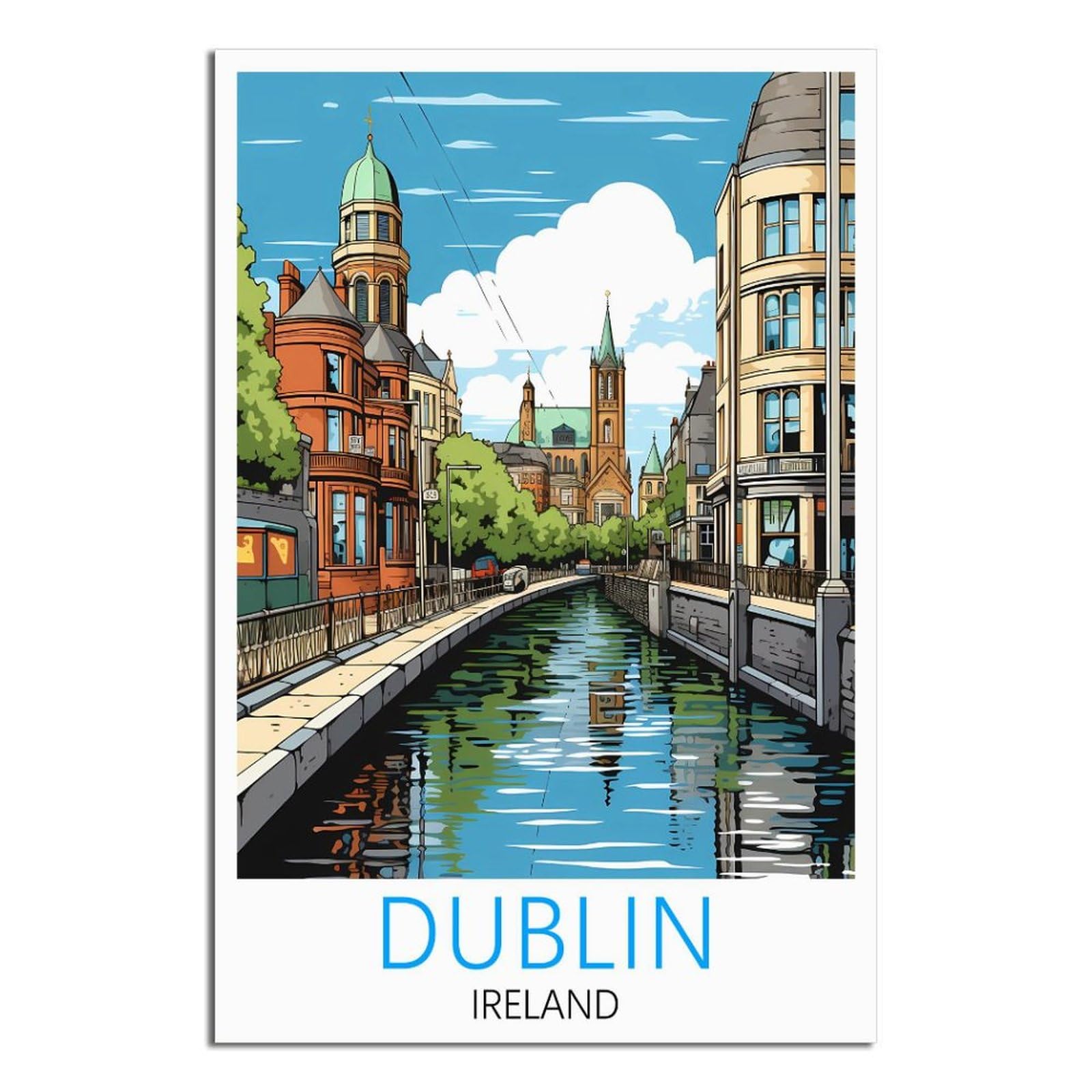 EZMLFA 5D Diamond Art Kits for Beginner,Dublin Ireland,Diamond Picture Art for Beginner, DIY Gem Cross Stitch Creative Gift Home Wall Decor 40x50cm