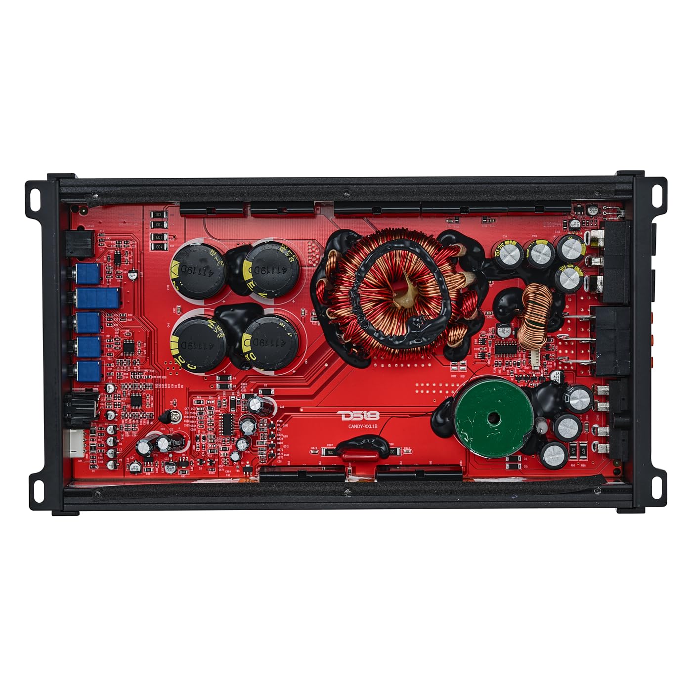 DS18 CANDY-XXL1B Amplifier in Black - Class D, Monoblock, 3000 Watts Max, Digital, 1/2/4 Ohm, with Remote Subwoofer Level Controller - Compact Mini Amplifier for Speakers in Car Audio System