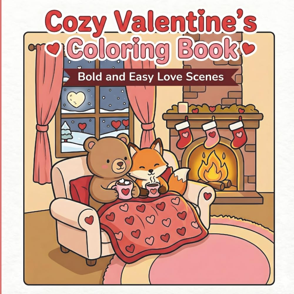 Cozy Valentine’s Coloring Book: Bold and Easy Love Scenes for Relaxation