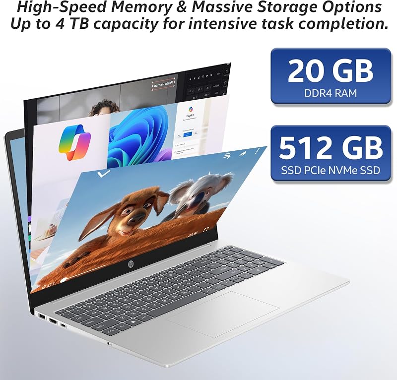 HP 17 inch laptops, AMD Ryzen 5 7430U(Beats i7-1165G7), 20GB RAM 512GB NVMe SSD Windows 11 Pro, 17.3" FHD IPS, Copilot AI, Numeric Keyboard, Type-c, Patented KB Kit image 5